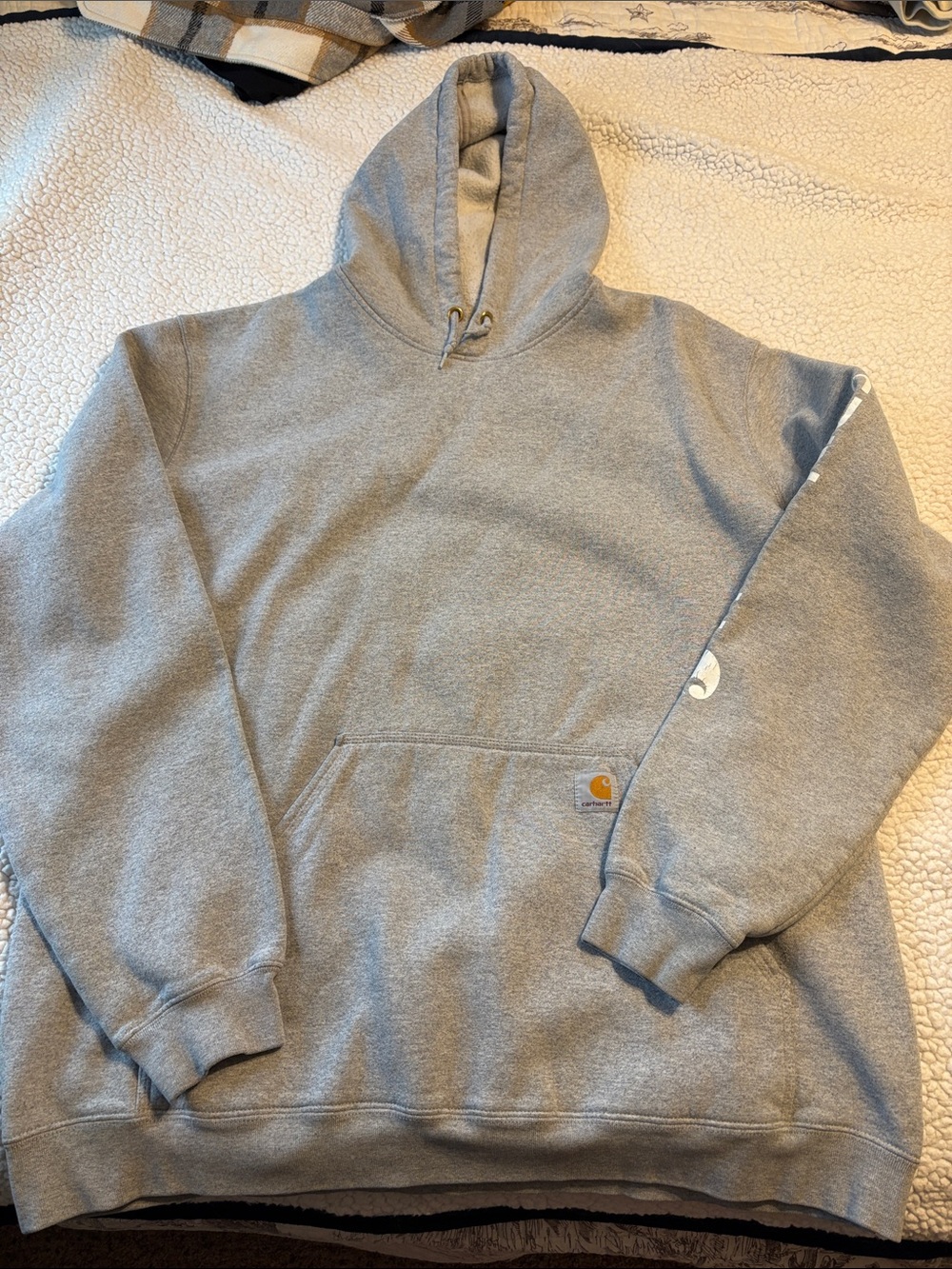 Carhartt Men's Light Gray Crewneck Hoodie Pullover